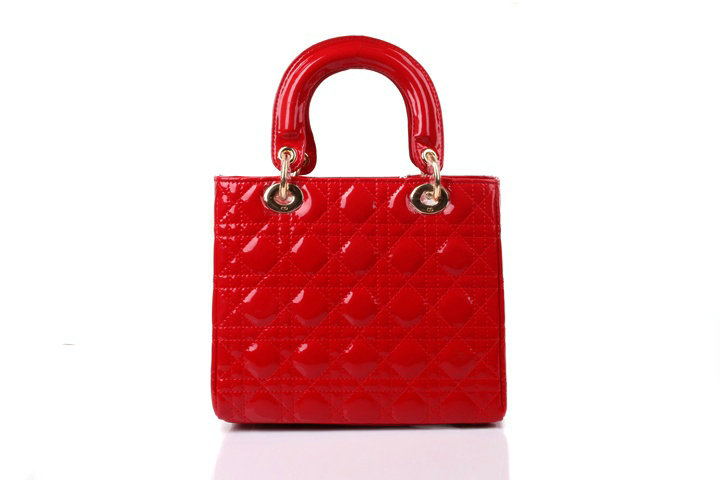 lady dior patent leather bag 6322 red with gold hardware